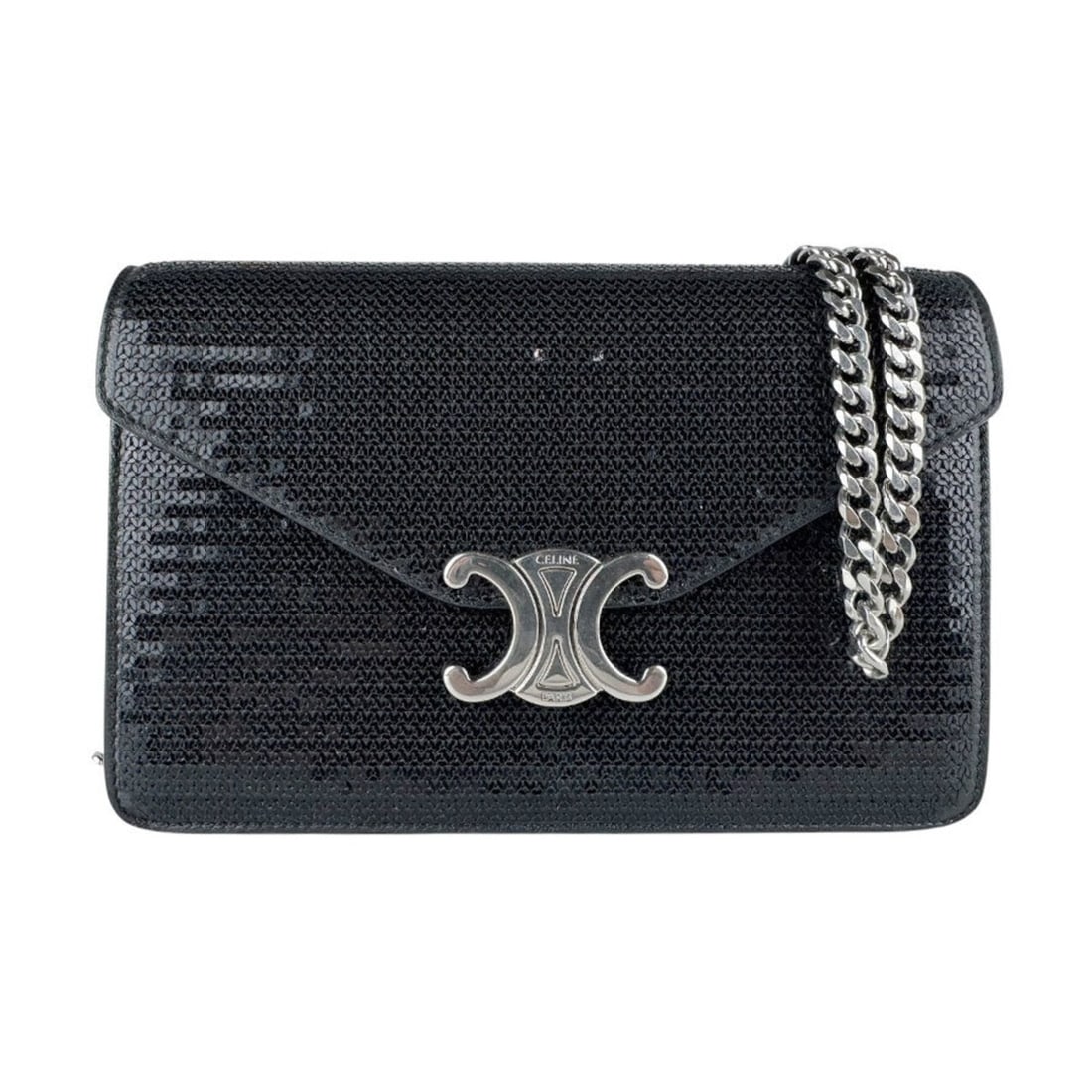Celine CELINE Shoulder Bag, Sequins, Black, Women's z9885: --- Catalog ---Category: SizeSize (HxWxD): 13cm x 19cm x 4cm / 5.11'' x 7.48'' x 1.57''Category: DesignType: Shoulder bagColor: BlackGender: WomenMaterial: Spangles Category: GeneralBrand: