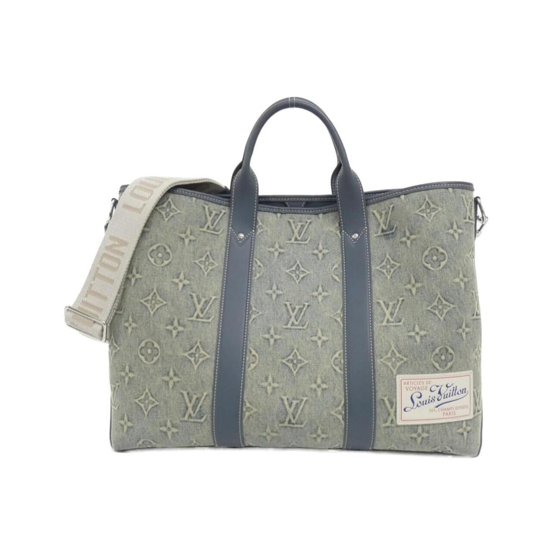 Louis Vuitton Monogram Wash Weekend Tote M22537 Handbag: --- Catalog ---Category: SizeSize (HxWxD): 34cm x 43cm x 17cm / 13.38'' x 16.92'' x 6.69''Category: DesignType: HandbagColor: BlueGender: Men,WomenMaterial: Denim Hardware Color: SilverCategory: