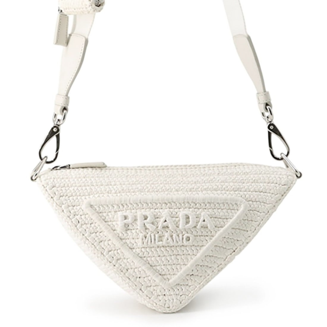 Prada Shoulder Bag Triangle Raffia 1BH190 PRADA White Handbag (1 of 17)