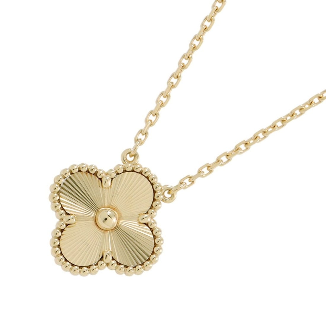 Van Cleef & Arpels Alhambra Pendant Necklace, Guilloche, 18K Yellow Gold (VCARP4KL00): --- Catalog ---Category: SizePendant Size: 14.9mm x 14.9mm / 0.58'' x 0.58''Neck Circumference: 40 cm - 44.5 cm / 15.74'' - 17.51''Category: DesignGender: WomenMaterial: Yellow gold (18K)Pendant Type:
