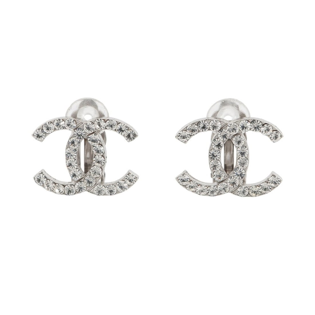Chanel Earrings Coco Mark Rhinestone 02 P CHANEL (1 of 10)