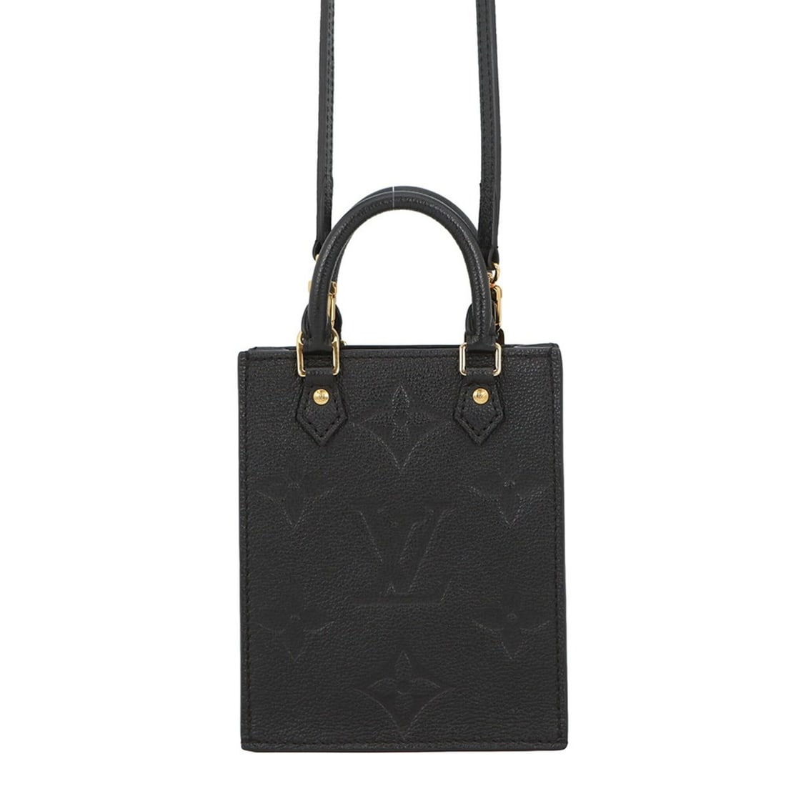 Louis Vuitton handbag, Monogram Empreinte, Petite Sac Plat, M80478, LOUIS VUITTON, 2-way, black. (1 of 17)