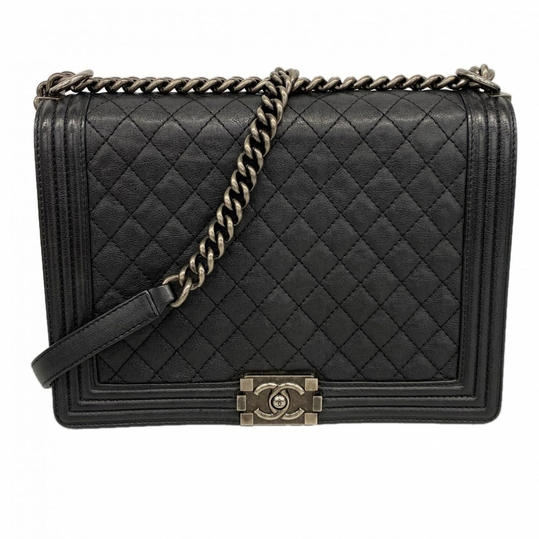 Chanel Boy Chain Shoulder Bag, Calfskin, Black, Women's OP004417 (1 of 18)