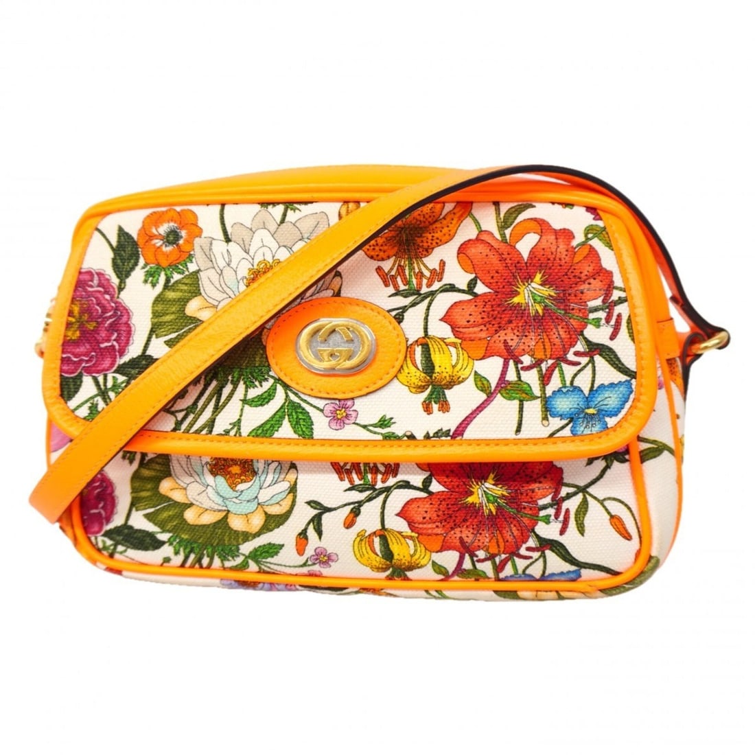 Gucci Flora Shoulder Bag 550147 Canvas Orange Multicolor Women's P2975760: --- Catalog ---Category: SizeSize (HxWxD): 15.5cm x 23cm x 7.5cm / 6.1'' x 9.05'' x 2.95''Category: DesignType: Shoulder bagColor: Multi-color, OrangeGender: WomenMaterial: Canvas Hardware Color: Gold