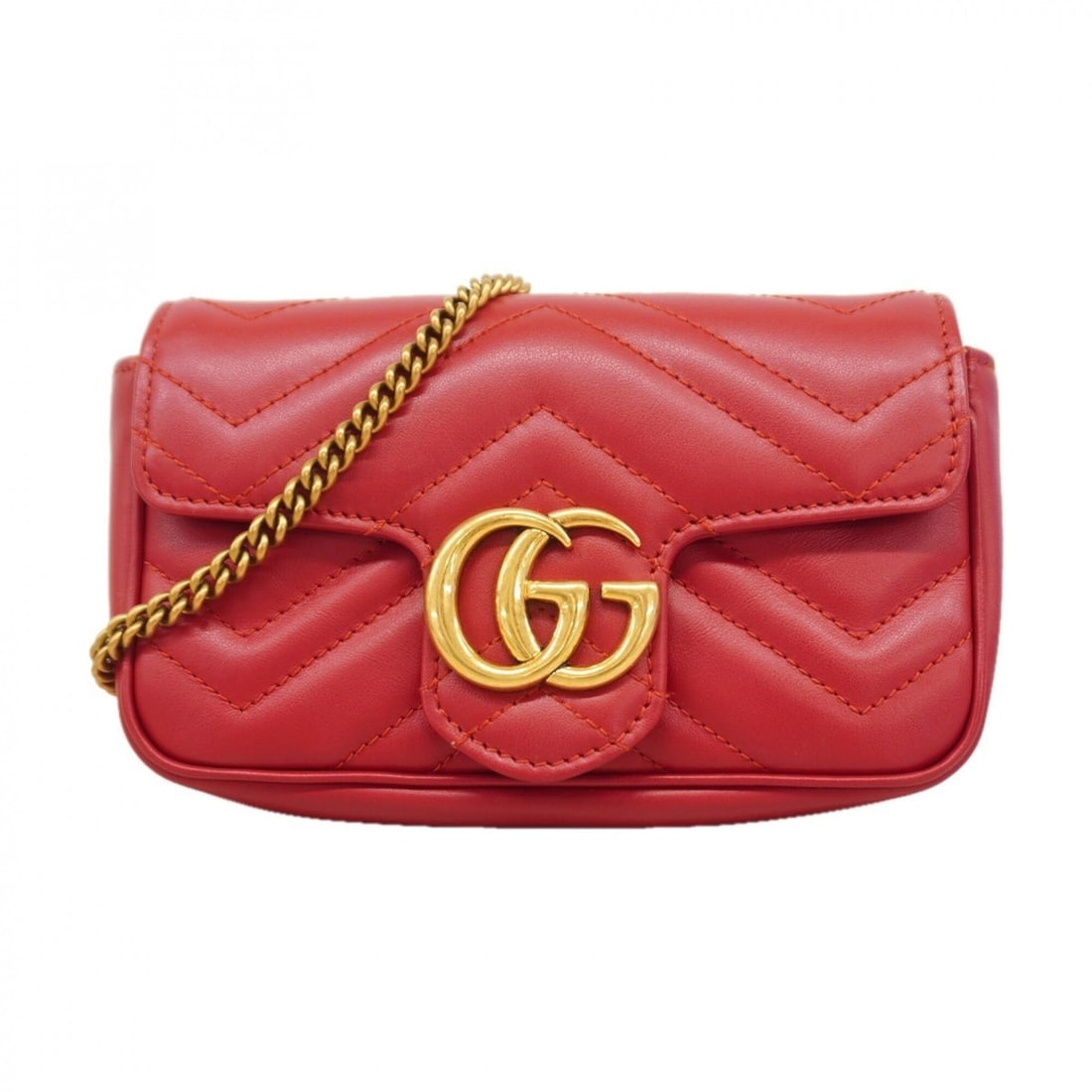 Gucci GG Marmont Shoulder Bag 476433 Leather Red Women's (1 of 10)