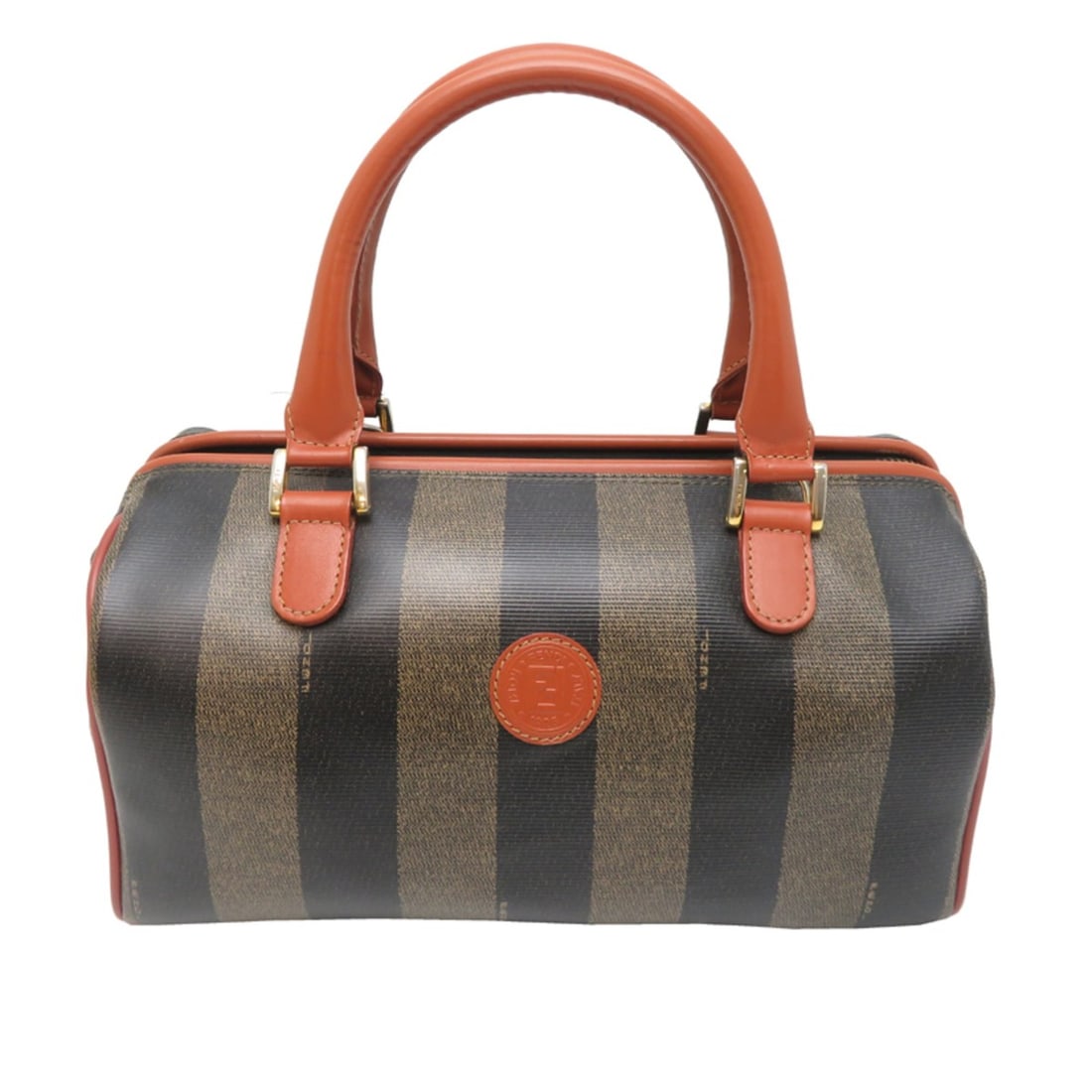 Fendi Mini Boston Bag 27 Women's Pecan Pattern (Brown): --- Catalog ---Category: SizeSize (HxWxD): 14cm x 27cm x 14cm / 5.51'' x 10.62'' x 5.51''Category: DesignType: Boston bagColor: BrownGender: WomenMaterial: PVC , Leather Category: GeneralBrand: FendiC