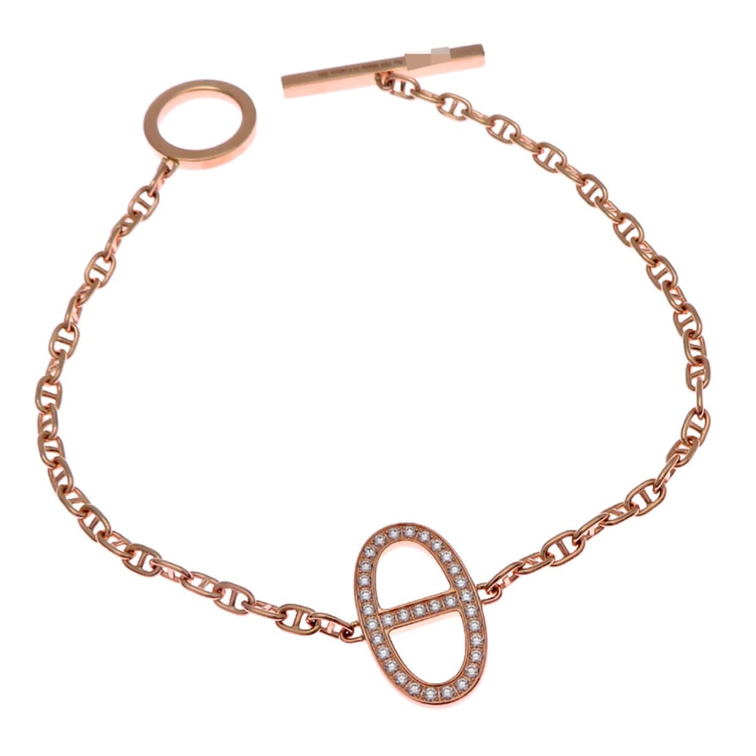 Hermes 0.16ct Diamond Chaine d'Ancre Contour Bracelet for Women and Men, 750 Pink Gold (1 of 9)