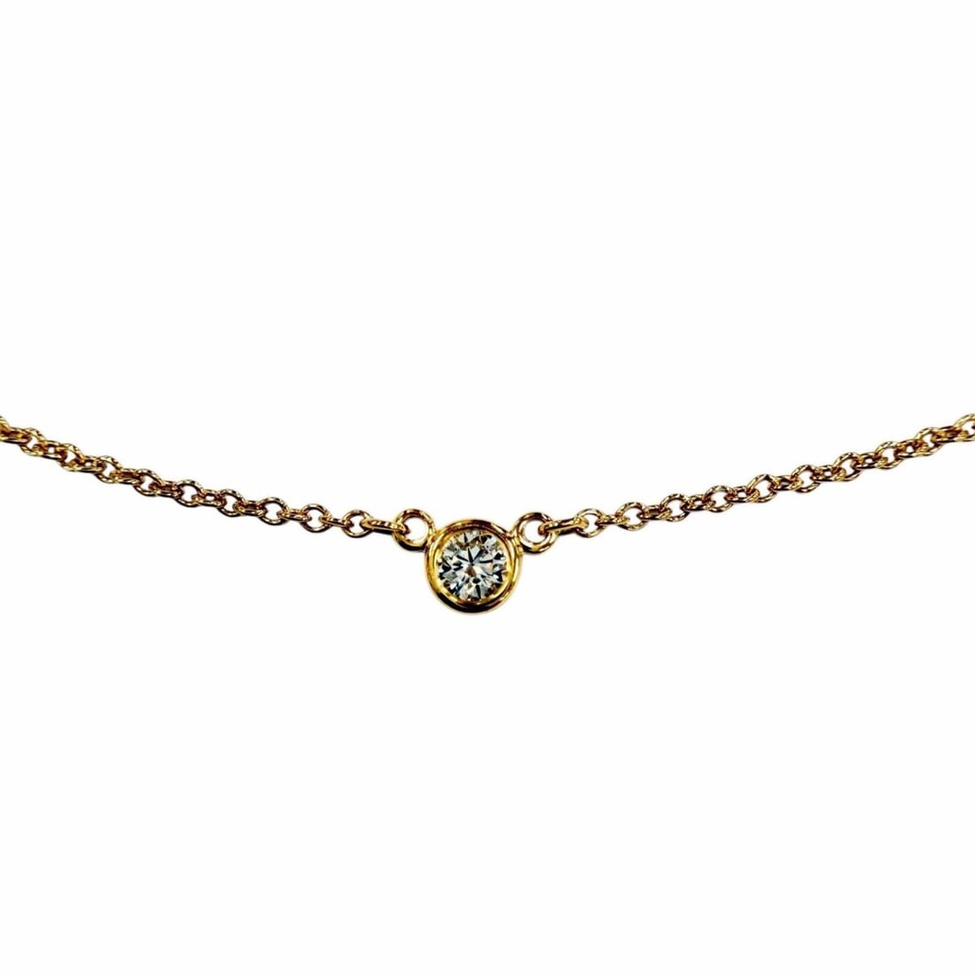 TIFFANY&Co. Tiffany & Co. By the Yard Elsa Peretti 750 (YG) Necklace with 1 Diamond (approx. 0.03ct,: --- Catalog ---Category: SizePendant Size: 3.4mm / 0.13''Neck Circumference: 40.5 cm / 15.94''Category: DesignColor: Yellow goldStone: DiamondGender: WomenMaterial: Yellow gold (18K)Necklace Type: Nec