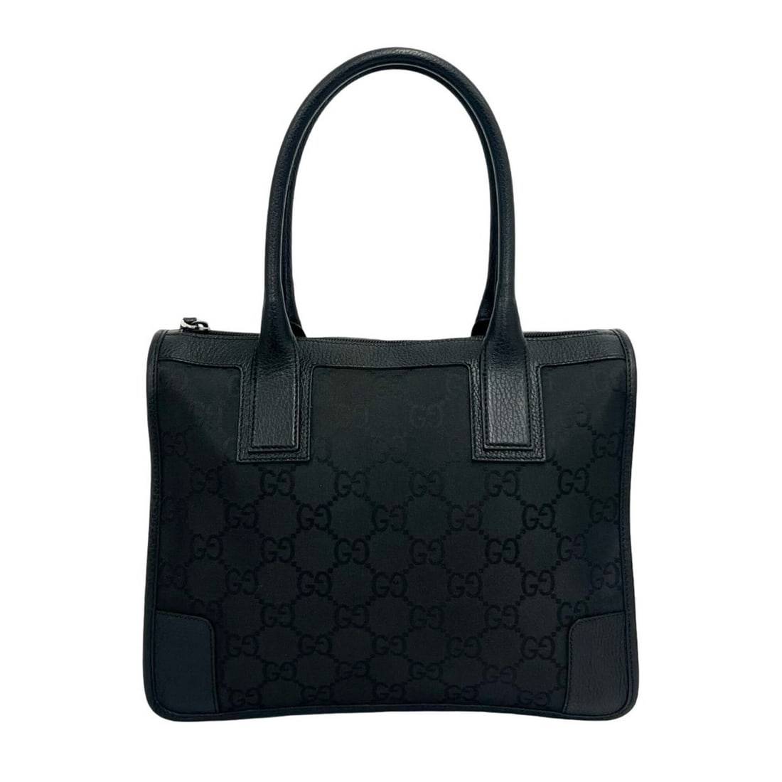 GUCCI GG Logo Pattern Canvas Leather Genuine Handbag Mini Tote Bag Boston Black 38612 (1 of 10)