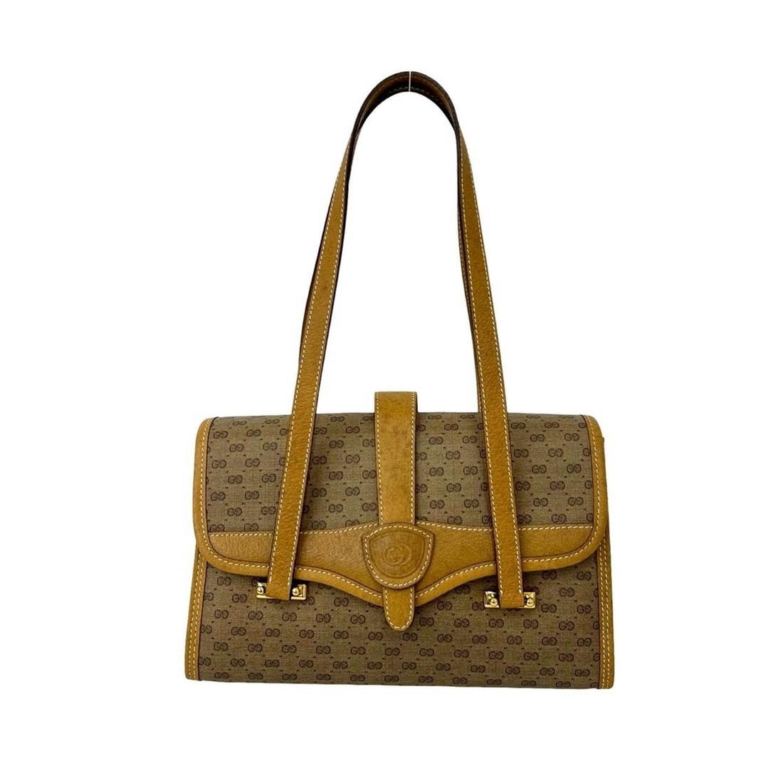 GUCCI Vintage Micro GG Pattern Leather Handbag Mini Tote Bag Brown 66250 (1 of 13)