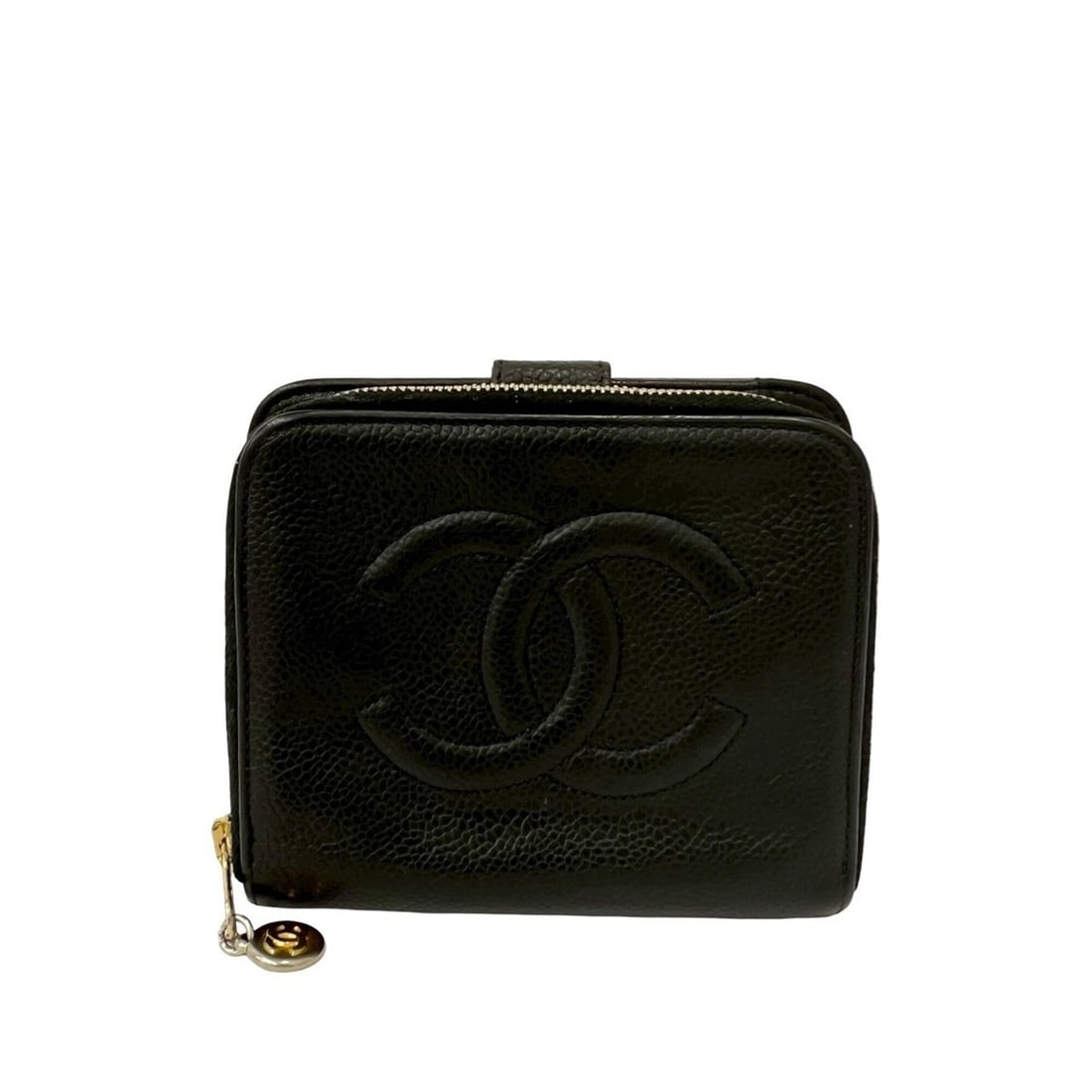 CHANEL Coco Mark Vintage Caviar Leather Bi-fold Wallet, Black, 24238: --- Catalog ---Category: SizeSize (HxWxD): 12cm x 13cm x 2cm / 4.72'' x 5.11'' x 0.78''Category: DesignType: Wallet (bi-fold)Color: BlackGender: WomenMaterial: Grained Calfskin Category: GeneralBrand: