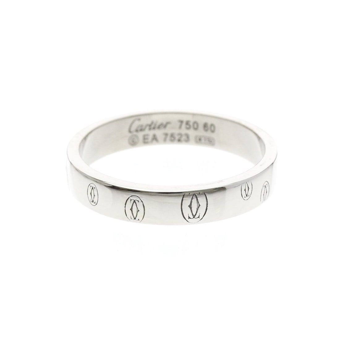 Cartier Happy Birthday Ring White Gold (18K) Fashion No Stone Band Ring Silver: --- Catalog ---Category: SizeWidth: 4mm / 0.16''Weight: 6g / 0.21oz.JP Size: 20US Size: 9Brand Size: 60Category: DesignType: Band ringColor: SilverMetal: White GoldStone: No StoneStyle: FashionGender: