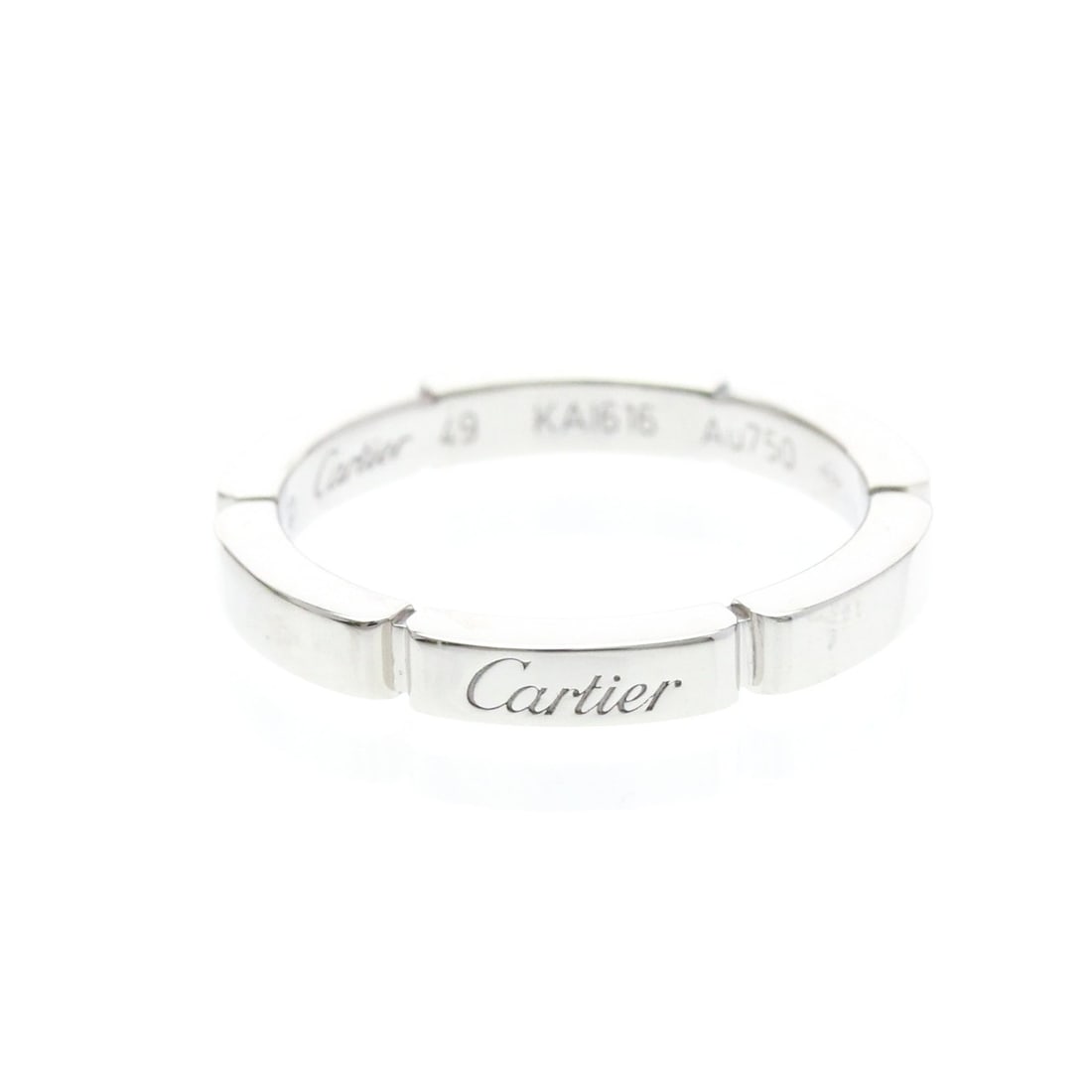 Cartier Maillon Panthère Ring White Gold (18K) Fashion No Stone Band Ring Silver: --- Catalog ---Category: SizeWidth: 2.5mm / 0.1''Weight: 3.9g / 0.13oz.JP Size: 9US Size: 4 3/4Brand Size: 49Category: DesignType: Band ringColor: SilverMetal: White GoldStone: No StoneStyle: FashionG