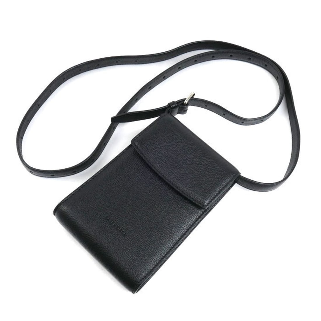 BALENCIAGA Ghost Phone Holder Shoulder Bag, Black, 618868, Men's & Women's: --- Catalog ---Category: SizeSize (HxWxD): 18.5cm x 12.5cm / 7.28'' x 4.92''Category: DesignType: Shoulder bagColor: BlackGender: Men,WomenMaterial: Leather Category: GeneralMPN: 618868Brand: Balencia