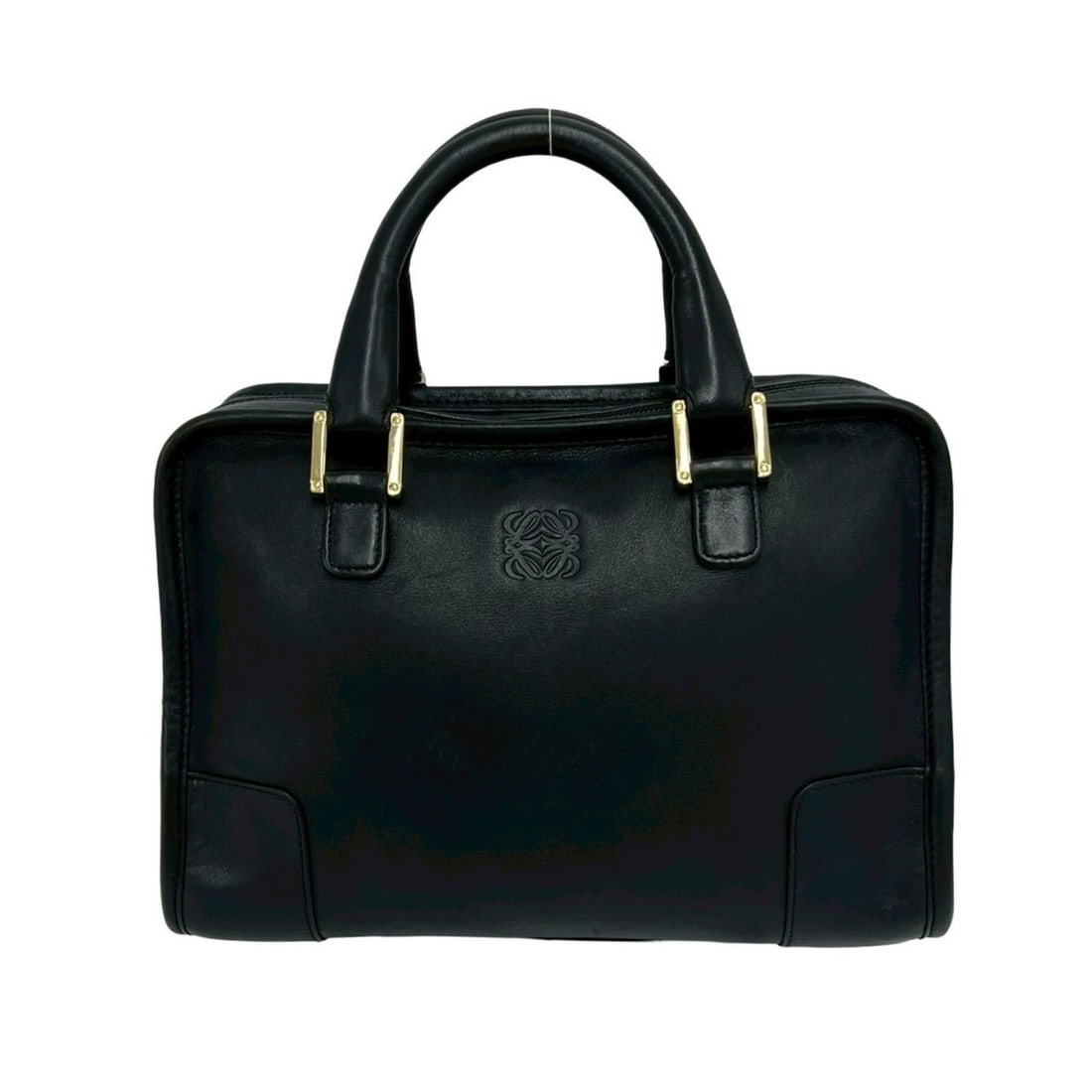 LOEWE Vintage Amazona 28 Anagram Logo Leather Handbag Mini Boston Bag Black 30326: --- Catalog ---Category: SizeSize (HxWxD): 18cm x 27cm x 12.5cm / 7.08'' x 10.62'' x 4.92''Category: DesignType: Boston bag, HandbagColor: BlackGender: WomenMaterial: Leather Category: GeneralBrand: L