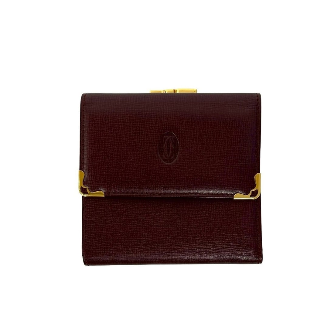 CARTIER Cartier Must Line Leather Tri-fold Wallet Mini Coin Purse Wine Red 10260: --- Catalog ---Category: SizeSize (HxWxD): 10cm x 10cm x 2cm / 3.93'' x 3.93'' x 0.78''Category: DesignType: Wallet (tri-fold)Color: Wine redGender: WomenMaterial: Leather Category: GeneralBrand: Cart