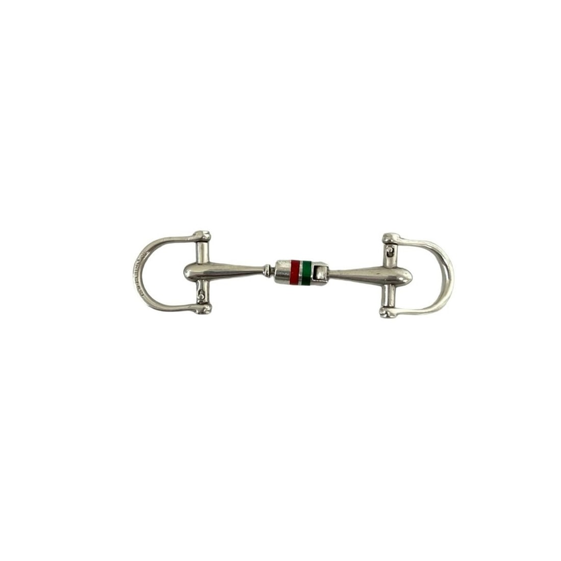 GUCCI Vintage Sherry Line Horsebit Sterling Silver Scarf Ring (87577): --- Catalog ---Category: DesignType: Scarf ringColor: Green, Red color, SilverGender: WomenMaterial: Silver 925 Category: GeneralBrand: GucciCategory: Physical PropertiesSize (HxWxD): 9.3cm x 2.3cm / 
