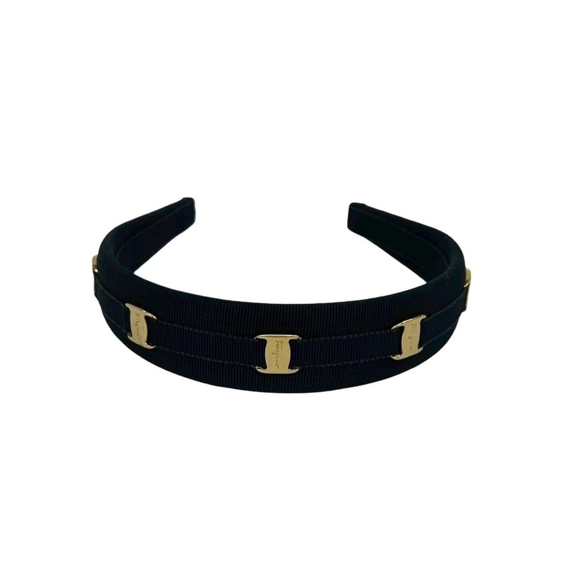 Salvatore Ferragamo Vara Headband, Cotton/Rayon, Navy, 61256 (1 of 8)