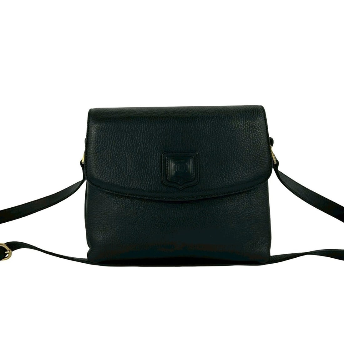 CELINE Vintage Triomphe Logo Leather Shoulder Bag/Pochette/Sacoche, Black 50140: --- Catalog ---Category: SizeSize (HxWxD): 19cm x 22cm x 9.5cm / 7.48'' x 8.66'' x 3.74''Category: DesignType: Pochette, Shoulder bagColor: BlackGender: WomenMaterial: Leather Category: GeneralBrand: 