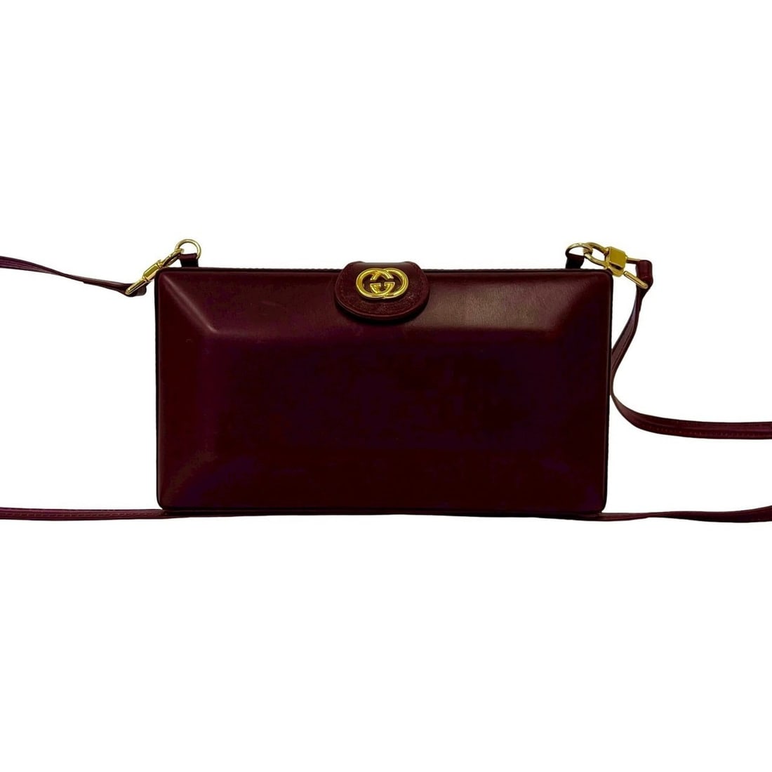 GUCCI Old Gucci GG Logo Hardware Leather Mini Shoulder Bag Sacoche Pouch Wine Red 53778: --- Catalog ---Category: SizeSize (HxWxD): 10.5cm x 20cm x 3cm / 4.13'' x 7.87'' x 1.18''Category: DesignType: Pochette, Shoulder bagColor: Red color, WineGender: WomenMaterial: Leather Category: Gene