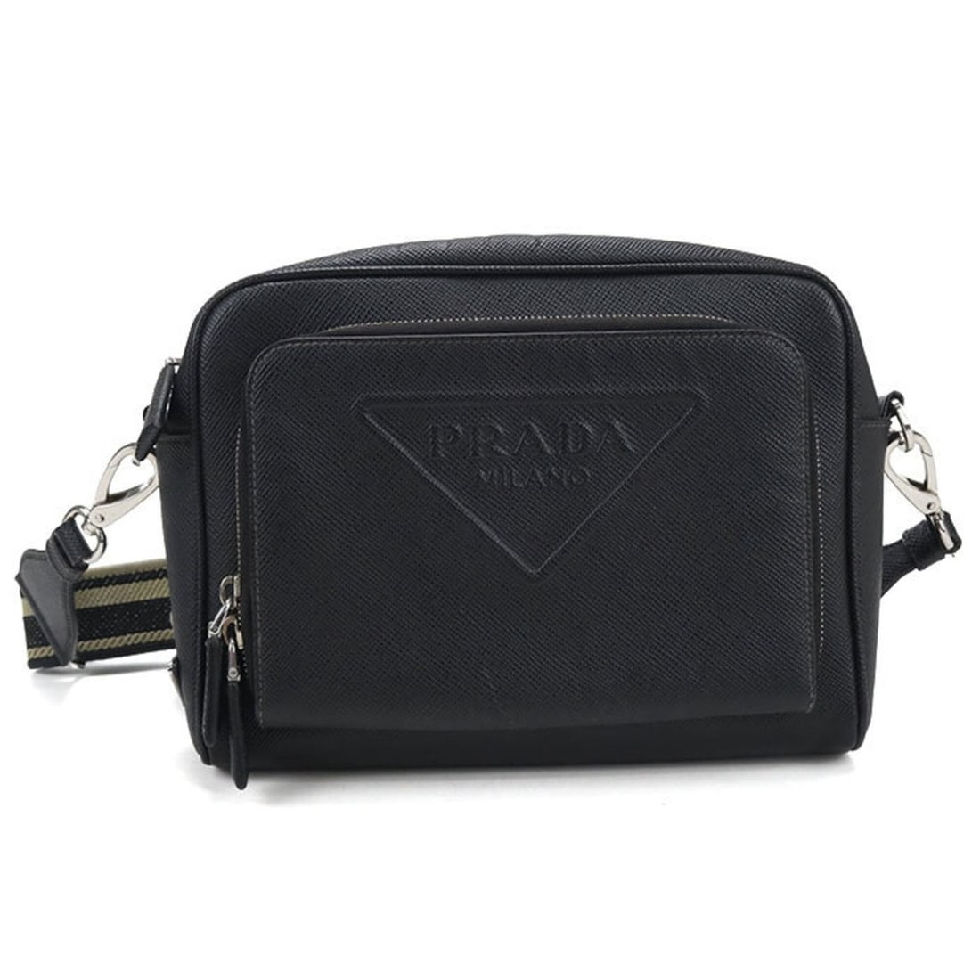 PRADA Prada Shoulder Bag 2VH152 Saffiano Leather Men's Black: --- Catalog ---Category: SizeSize (HxWxD): 20cm x 25cm x 6cm / 7.87'' x 9.84'' x 2.36''Category: DesignType: Shoulder bagColor: BlackGender: MenMaterial: Leather Hardware Color: SilverCategory: Genera