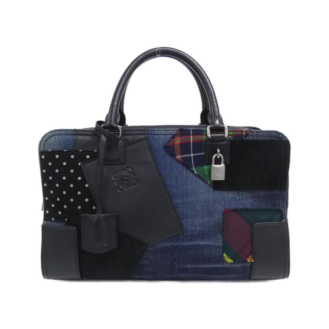 Loewe Junya Watanabe Amazona 335 44 I02 Handbag: --- Catalog ---Category: SizeSize (HxWxD): 23cm x 36cm x 16cm / 9.05'' x 14.17'' x 6.29''Category: DesignType: HandbagColor: Black, Multi-colorGender: WomenMaterial: Cotton , Leather Leather/Fur Type: