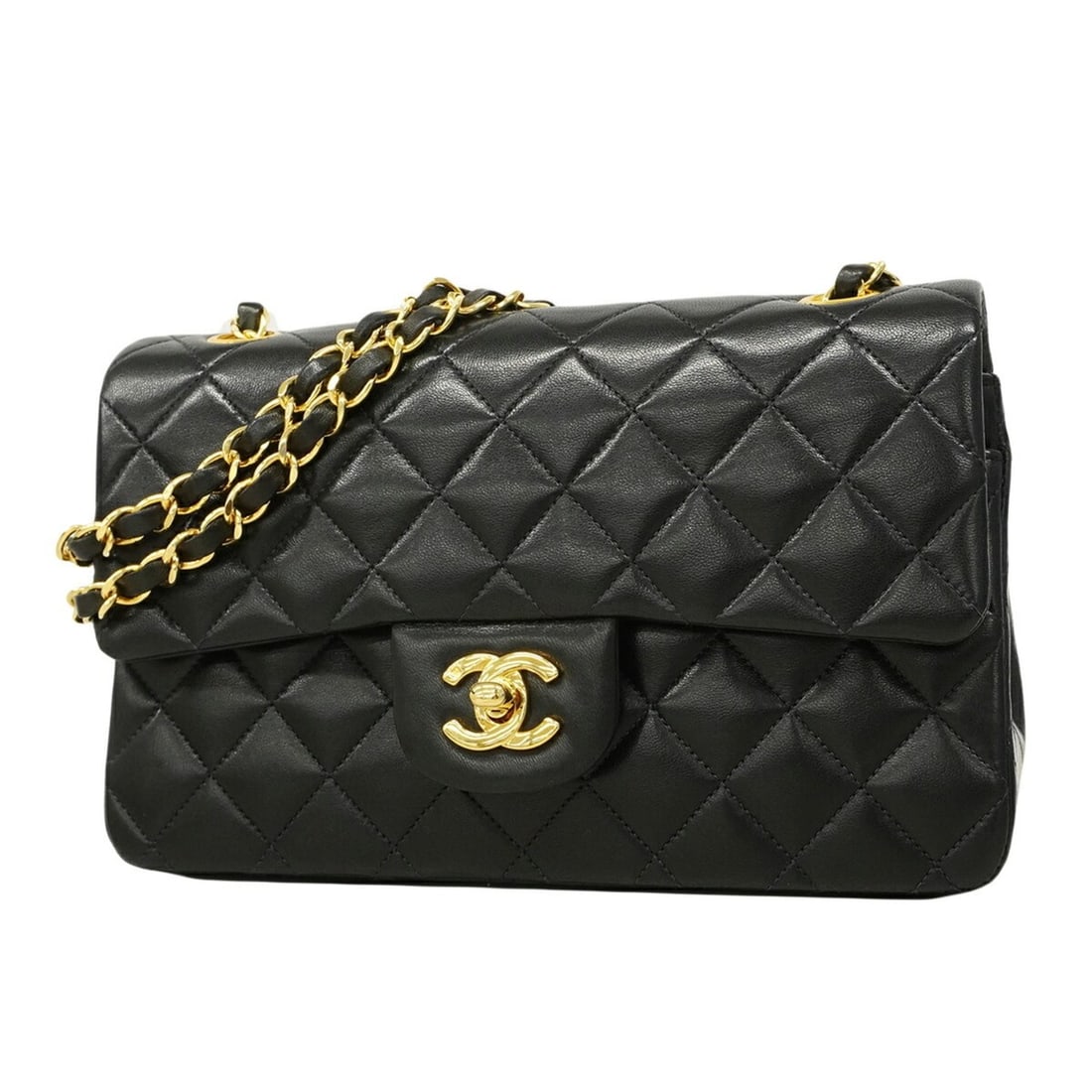 Chanel Matelassé Shoulder Bag, Double Flap, Chain, Lambskin, Black, Women's: --- Catalog ---Category: SizeSize (HxWxD): 16cm x 23cm x 6cm / 6.29'' x 9.05'' x 2.36''Category: DesignType: Shoulder bagColor: BlackGender: WomenMaterial: Leather Hardware Color: GoldLeather/Fur Type