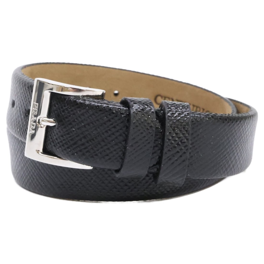 PRADA CENTURION Leather Bracelet, Black, Men's: --- Catalog ---Category: SizeLength: 45.5cm / 17.91''Category: DesignType: Charm braceletColor: BlackGender: MenMaterial: LeatherCategory: GeneralBrand: Prada--- Item List ---Section: ConditionRanking