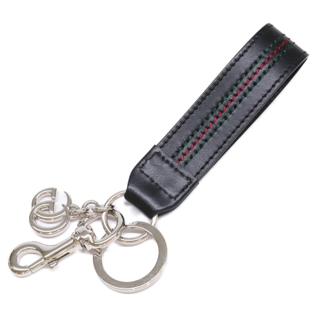GUCCI 855463 Web Stripe Detail Double G Keychain Key Holder Black Men's: --- Catalog ---Category: DesignType: KeyringColor: BlackGender: MenMaterial: LeatherCategory: GeneralBrand: Gucci--- Item List ---Section: ConditionRanking: Rank AB Used - Traces of usage, scratches /