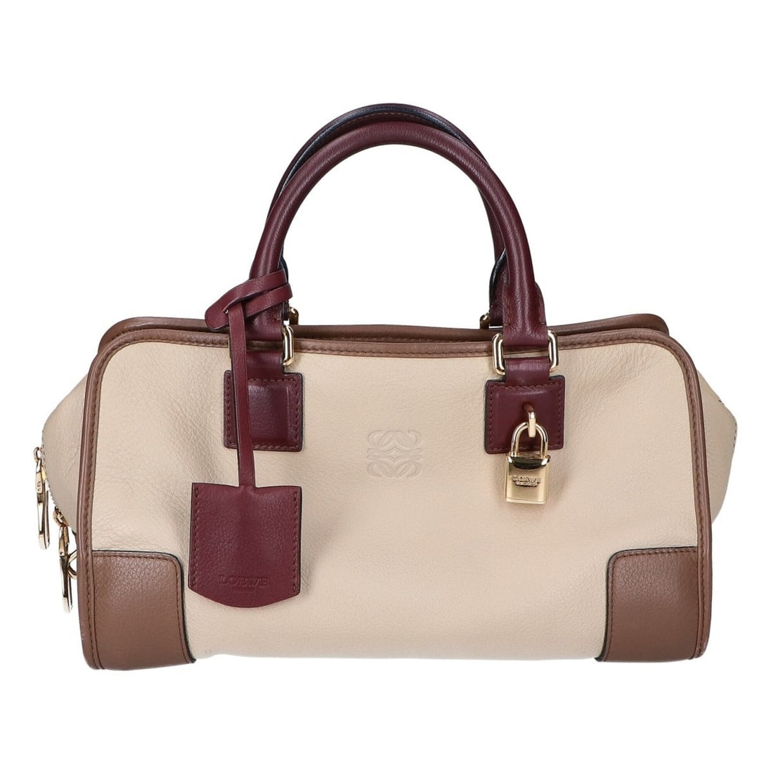 LOEWE 352.62.A03 Beige Tricolor Amazona 28 Handbag - Women's: --- Catalog ---Category: SizeSize (HxWxD): 17cm x 29cm x 13cm / 6.69'' x 11.41'' x 5.11''Category: DesignType: HandbagColor: BeigeGender: WomenMaterial: Leather Leather/Fur Type: CalfskinCategory: Gen