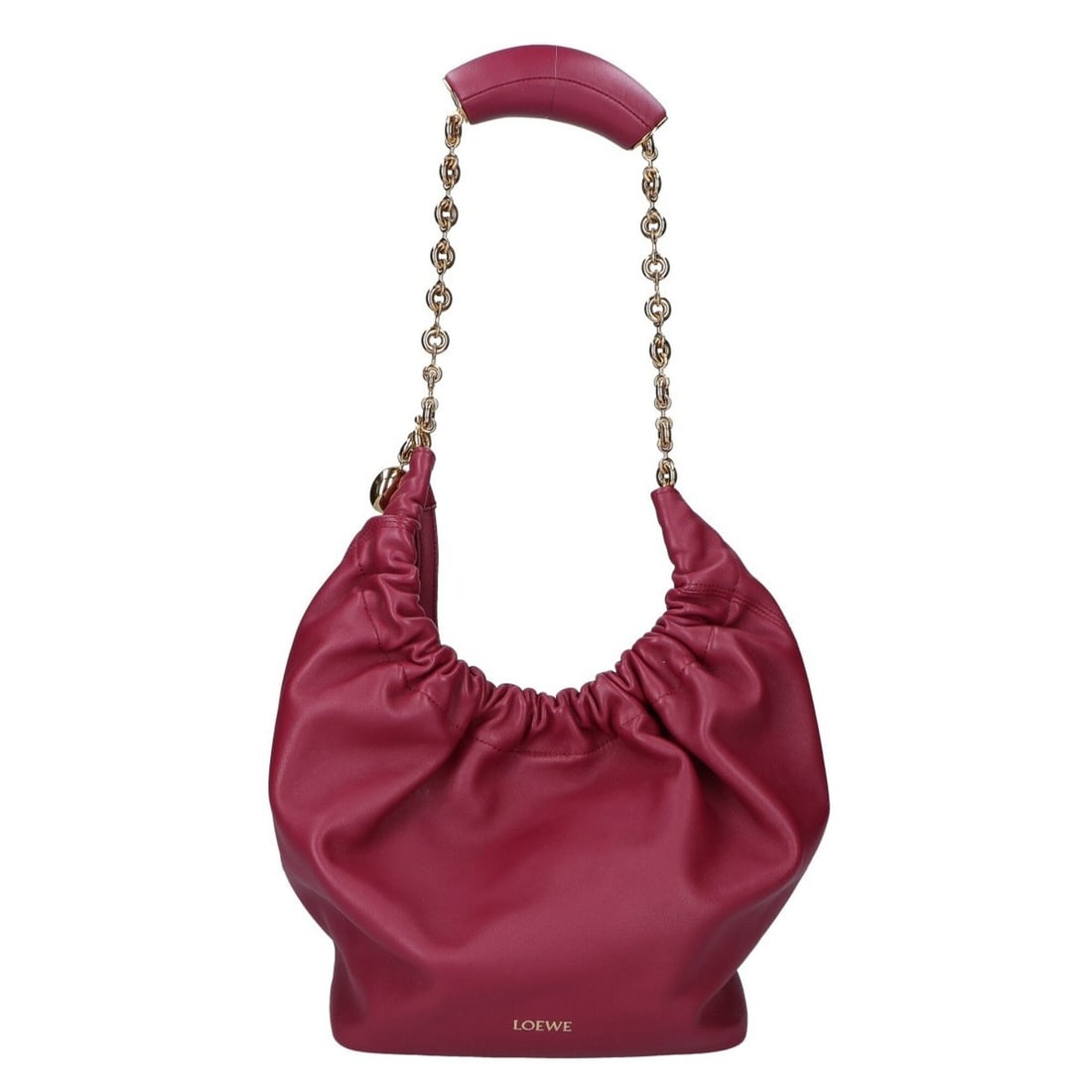 LOEWE 24 Year Old Dark Burgundy Squeeze Bag Small Handbag - Women's: --- Catalog ---Category: SizeSize (HxWxD): 25cm x 32cm x 11cm / 9.84'' x 12.59'' x 4.33''Category: DesignType: HandbagColor: BurgundyGender: WomenMaterial: Leather Category: GeneralBrand: Loewe--- Ite