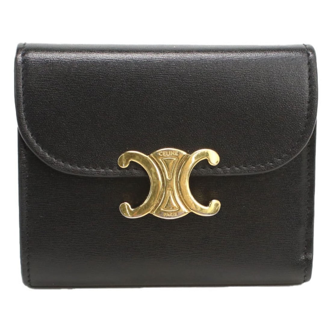 CELINE Celine Tri-fold Wallet 10D783DPV Small Flap Triomphe Women's Black: --- Catalog ---Category: SizeSize (HxWxD): 8.5cm x 10.5cm x 3cm / 3.34'' x 4.13'' x 1.18''Category: DesignType: Wallet (tri-fold)Color: BlackGender: WomenMaterial: Leather Leather/Fur Type: CalfskinCa