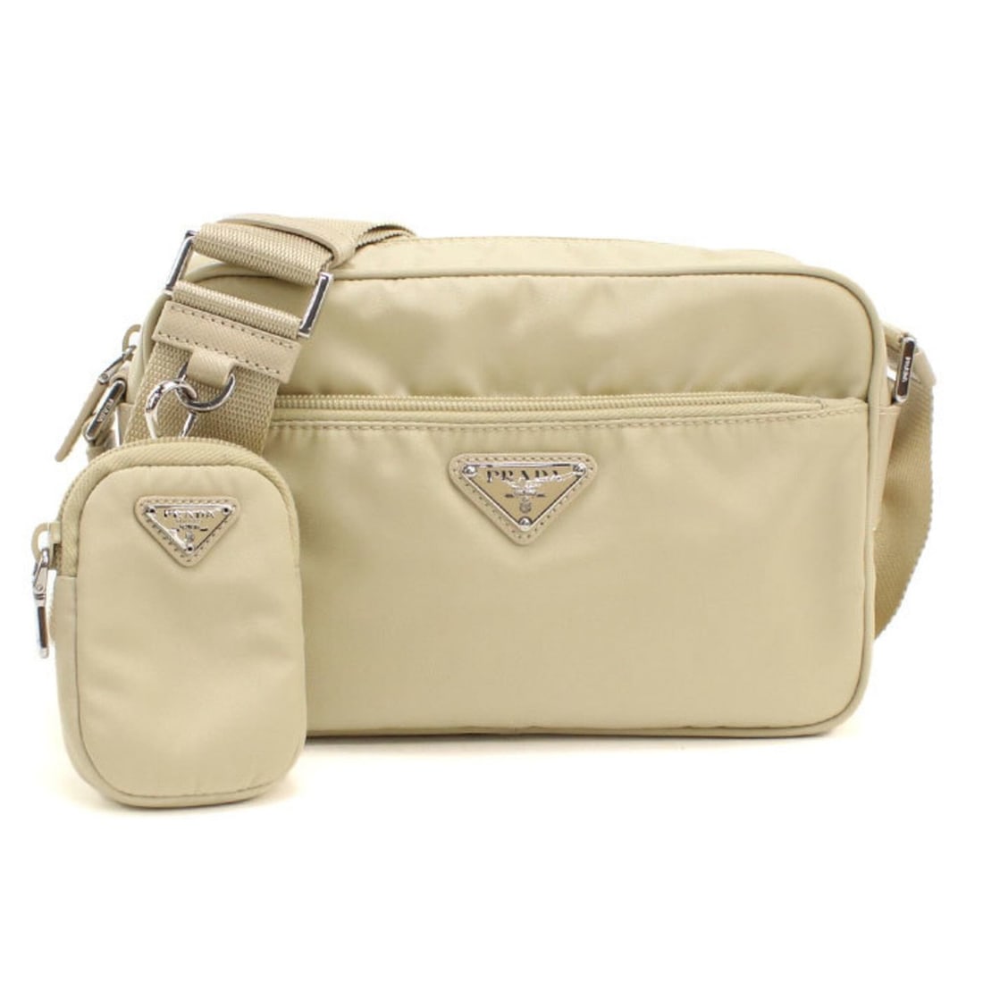 PRADA Prada Crossbody Shoulder Bag 1BC167 RV44 F0F24 Women's Beige: --- Catalog ---Category: SizeSize (HxWxD): 15cm x 23cm x 7cm / 5.9'' x 9.05'' x 2.75''Category: DesignType: Shoulder bagColor: BeigeGender: WomenMaterial: Nylon Hardware Color: SilverCategory: General