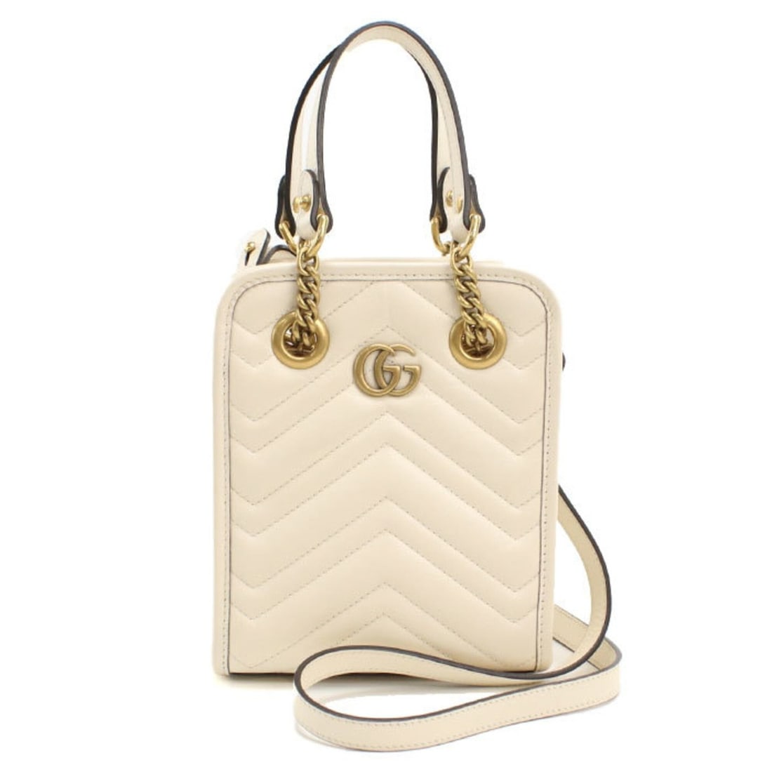 GUCCI Gucci Handbag 696123 2WAY GG Marmont Women's White (1 of 8)