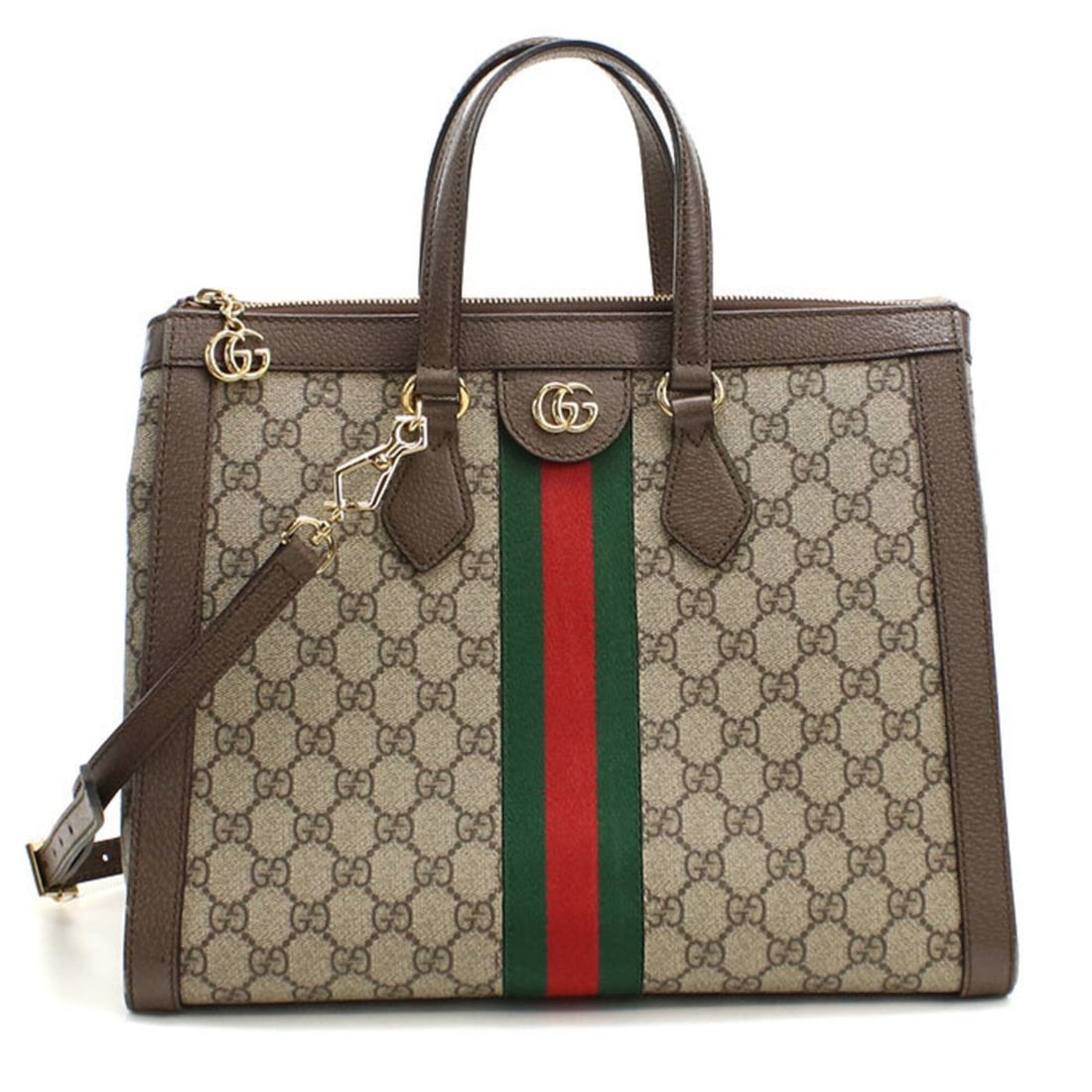 GUCCI Ophidia 2-Way Tote Bag (524537) - Women's, Beige: --- Catalog ---Category: SizeSize (HxWxD): 26cm x 33cm x 17cm / 10.23'' x 12.99'' x 6.69''Category: DesignType: Tote bagColor: BeigeGender: WomenMaterial: GG Supreme , Leather Hardware Color: GoldCate