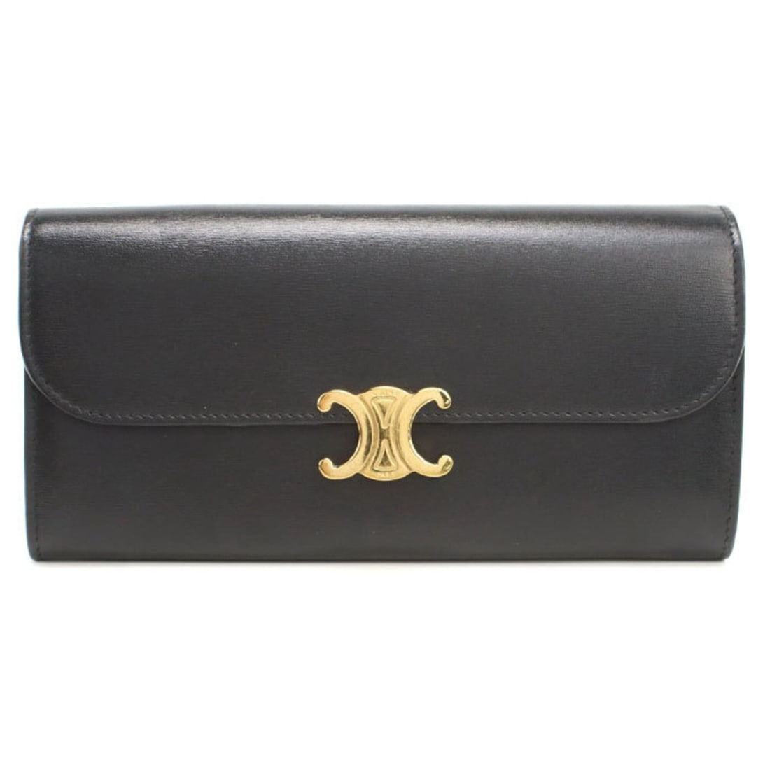 CELINE Celine Long Wallet Bi-fold with Coin Pocket Triomphe Women's Black: --- Catalog ---Category: SizeSize (HxWxD): 9.5cm x 19cm x 3cm / 3.74'' x 7.48'' x 1.18''Category: DesignType: Long wallet (bi-fold)Color: BlackGender: WomenMaterial: Leather Category: GeneralBrand: Ce