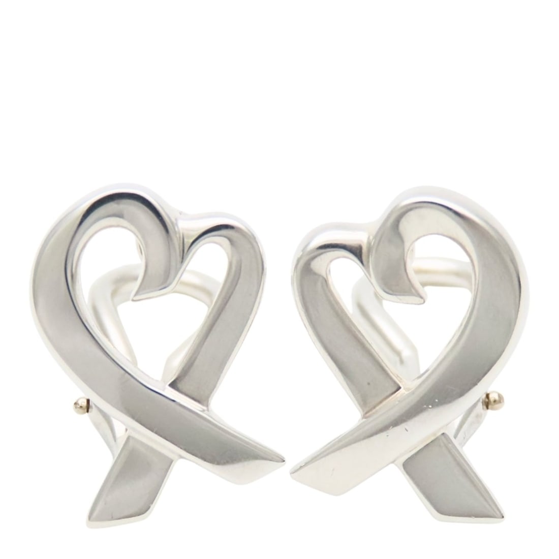 Tiffany & Co. Loving Heart Earrings, Sterling Silver 925, Paloma Picasso Design, Women's. (1 of 10)
