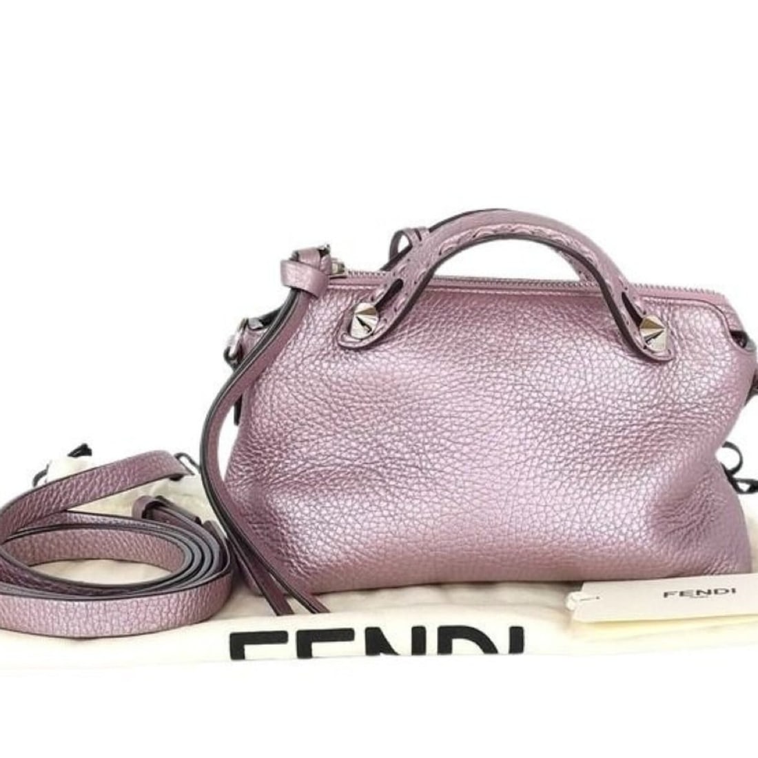 FENDI By The Way Mini Selleria 8BS098 Metallic Purple Leather Handbag for Women (Shoulder Bag): --- Catalog ---Category: SizeSize (HxWxD): 13cm x 19cm x 9cm / 5.11'' x 7.48'' x 3.54''Category: DesignType: Handbag, Shoulder bagColor: Metallic purpleGender: WomenMaterial: Leather Category: General