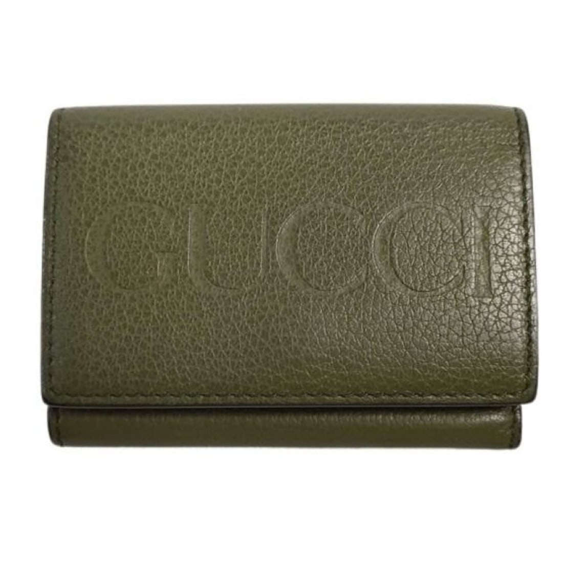 GUCCI Tri-fold Wallet Compact 736151 Green Leather Men's Women's Embossed Mini: --- Catalog ---Category: SizeSize (HxWxD): 7cm x 9.4cm x 2.5cm / 2.75'' x 3.7'' x 0.98''Category: DesignType: Wallet (tri-fold)Color: GreenGender: Men,WomenMaterial: Leather Category: GeneralMPN: 7361