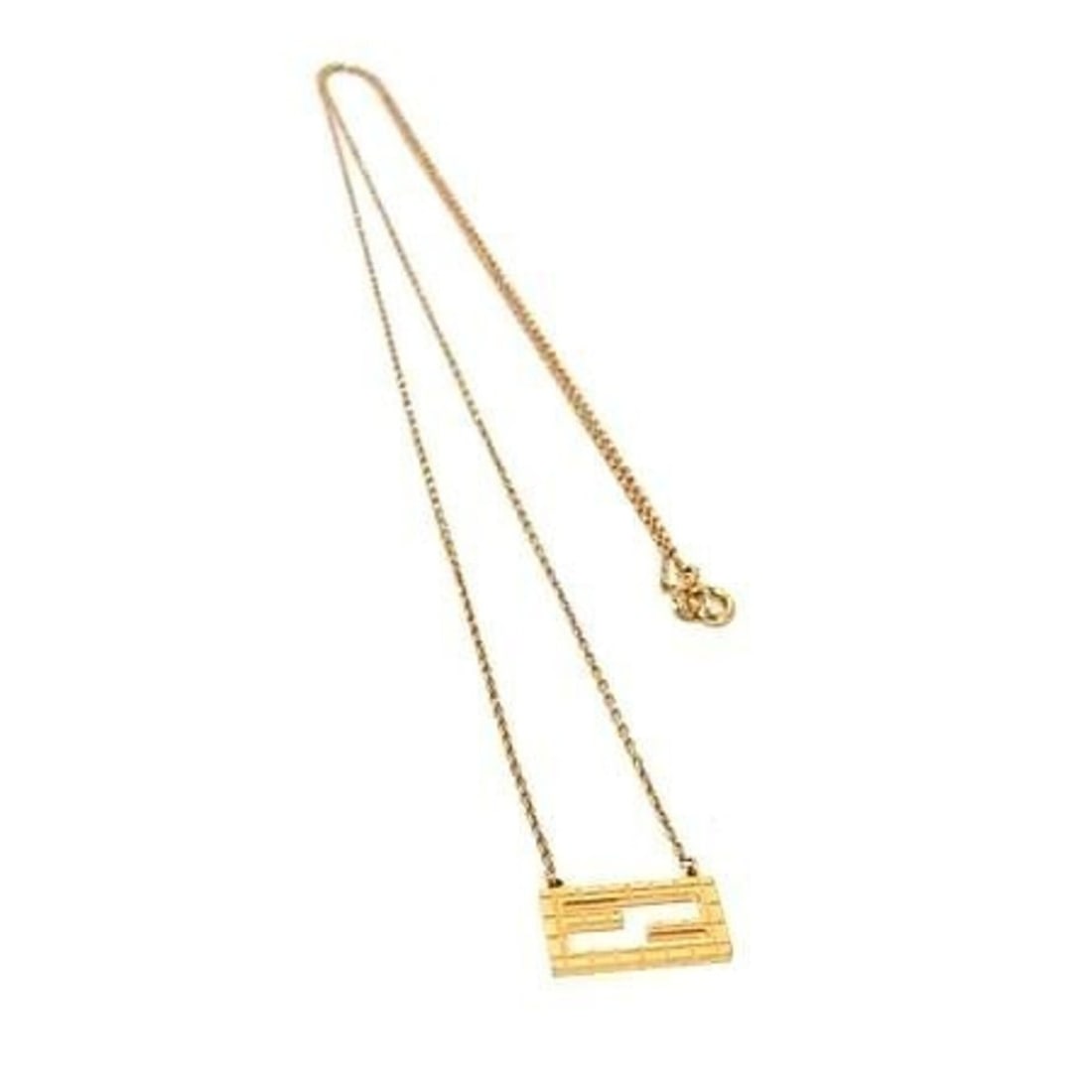 FENDI necklace, baguette shape, gold metal, women's, FF: --- Catalog ---Category: SizePendant Size: 10mm x 17mm / 0.39'' x 0.66''Neck Circumference: 73 cm / 28.74''Category: DesignColor: GoldGender: WomenMaterial: MetalNecklace Type: NecklaceCategory: Gener