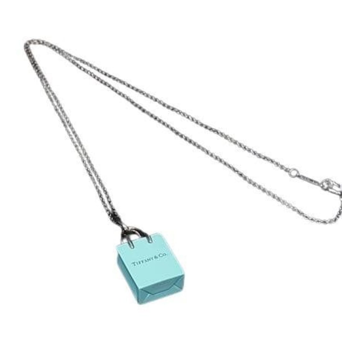 TIFFANY & Co. Tiffany Blue Necklace, Sterling Silver 925, Women's, Shopper Motif: --- Catalog ---Category: SizePendant Size: 52mm x 11mm / 2.04'' x 0.43''Neck Circumference: 40 cm / 15.74''Category: DesignColor: Blue, SilverGender: WomenMaterial: Silver 925Necklace Type: NecklaceCa