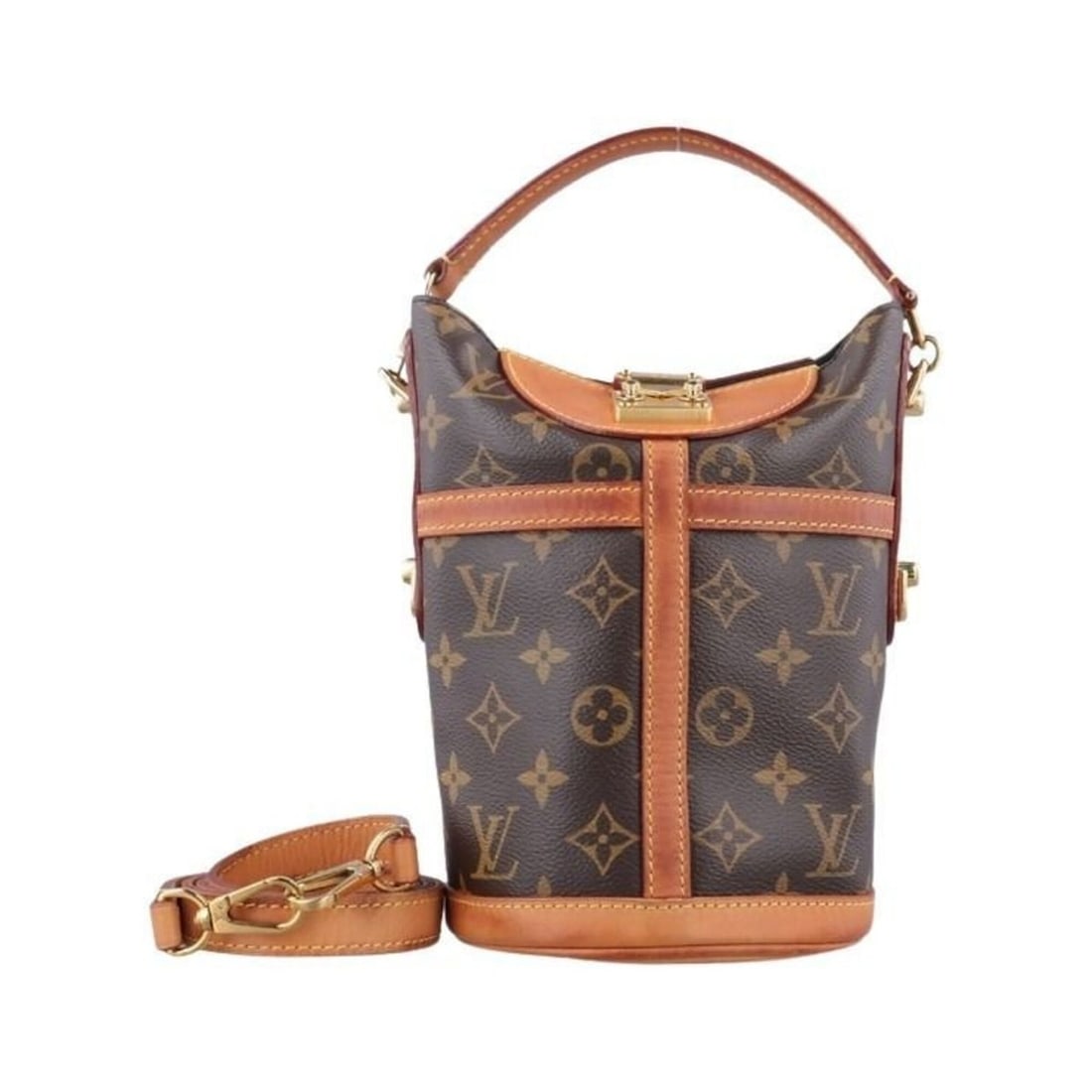 LOUIS VUITTON Louis Vuitton Handbag Duffle Bag M43587 Brown Monogram Women's Shoulder: --- Catalog ---Category: SizeSize (HxWxD): 21cm x 14cm x 14cm / 8.26'' x 5.51'' x 5.51''Category: DesignType: Handbag, Shoulder bagColor: Brown, MonogramGender: WomenMaterial: Monogram Category: Gener