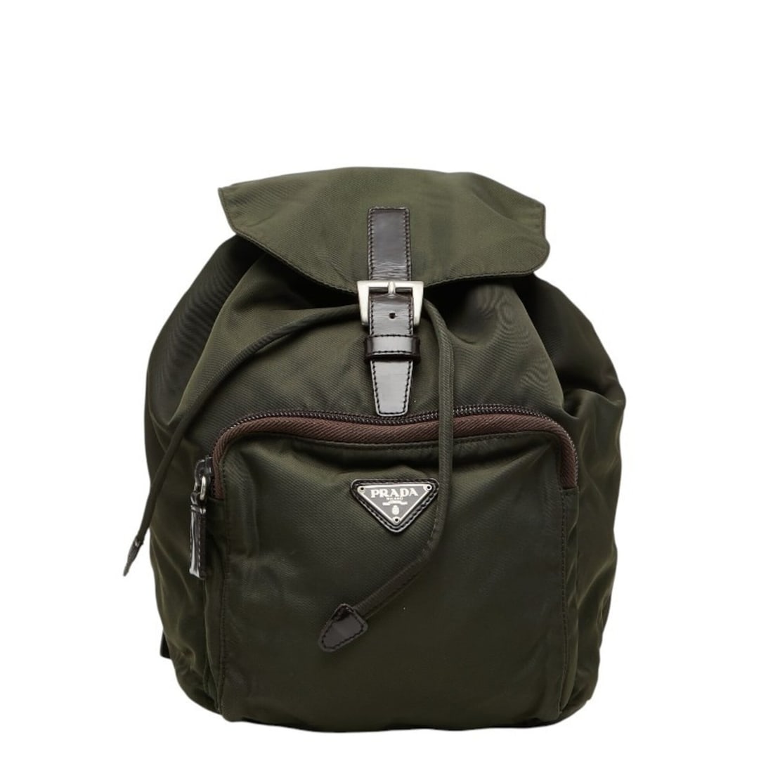 Prada Triangle Logo Plate Backpack, Green Nylon Leather, Women's PRADA: --- Catalog ---Category: SizeSize (HxWxD): 24cm x 18cm x 15cm / 9.44'' x 7.08'' x 5.9''Category: DesignType: BackpackColor: GreenGender: WomenMaterial: Nylon , Leather Category: GeneralBrand: