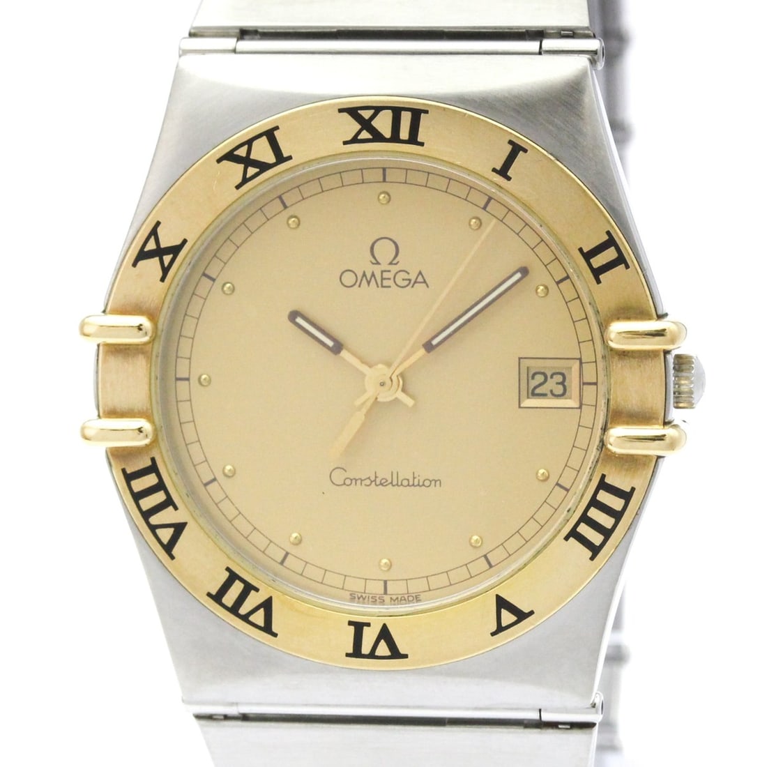 OMEGA Constellation 18K Gold Steel Quartz Mens Watch 396.1080 Polished: --- Catalog ---Category: SizeCase Diameter: 33mm / 1.3''Category: DesignType: WristwatchStyle: Dress/FormalGender: MenColor (Dial): GoldMaterial (Band): Stainless steelMaterial (Case): Stainless steel