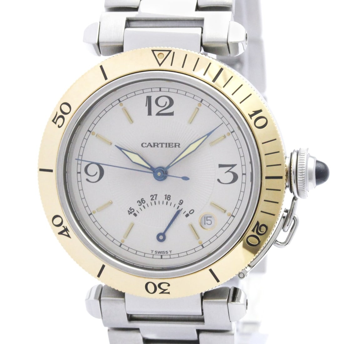 CARTIER Pasha 38 Power Reserve 18K Gold Steel Watch W31012H3 Polished (1 of 8)