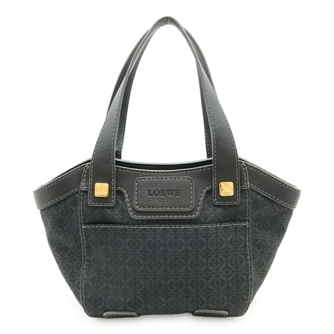 LOEWE New Road Line Tote Bag Shoulder Nylon Canvas Leather Dark Gray: --- Catalog ---Category: SizeSize (HxWxD): 20cm x 41cm x 14cm / 7.87'' x 16.14'' x 5.51''Category: DesignType: Shoulder bag, Tote bagColor: Dark grayGender: WomenMaterial: Nylon canvas , Leather Categ
