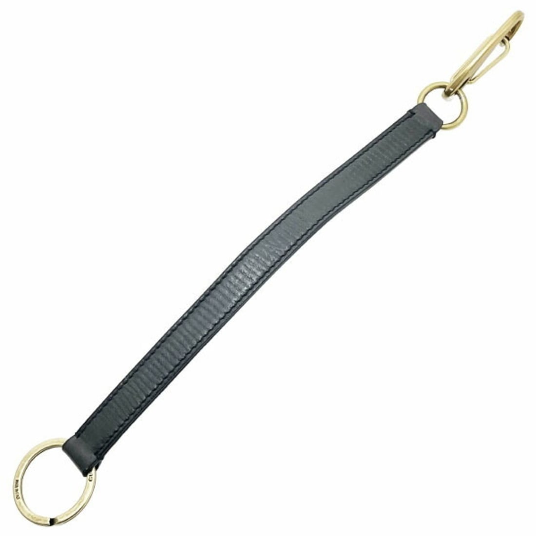 Gucci Keychain Double Leather Dark Gray GUCCI Keyring Key Hook Carabiner TKR-16823 (1 of 9)