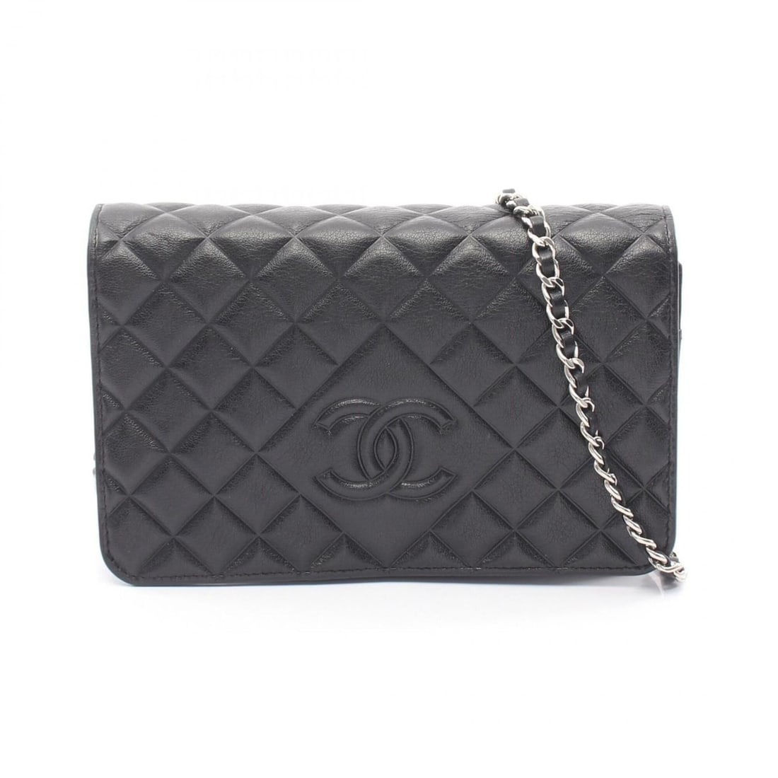 Chanel Matelassé Shoulder Bag/Handbag, Calfskin Leather, Women's, Black: --- Catalog ---Category: SizeSize (HxWxD): 12cm x 19cm x 2cm / 4.72'' x 7.48'' x 0.78''Category: DesignType: Handbag, Shoulder bagColor: BlackGender: WomenMaterial: Leather Leather/Fur Type: CalfskinC