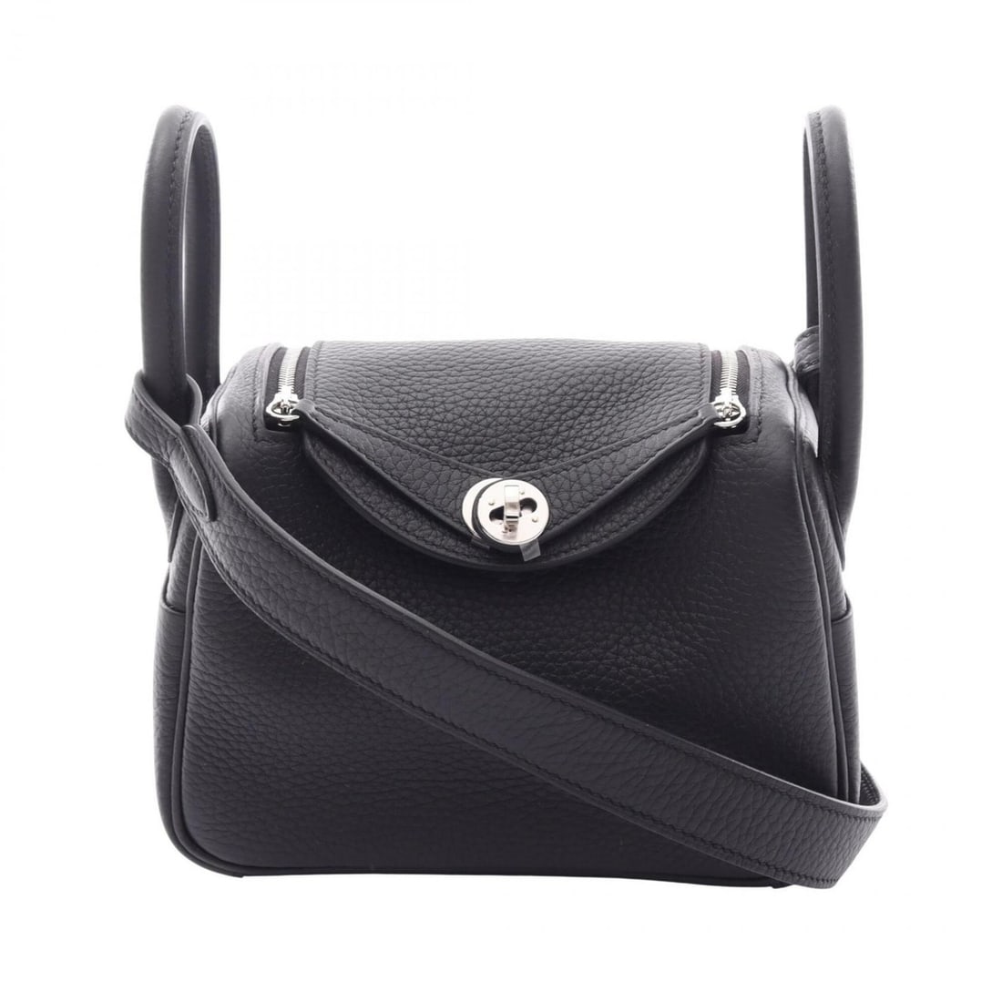 Hermes Lindy Mini 2-Way Shoulder Bag/Handbag, Leather (Taurillon Clemence), Women's, Black: --- Catalog ---Category: SizeSize (HxWxD): 13cm x 17.5cm x 9cm / 5.11'' x 6.88'' x 3.54''Category: DesignType: Handbag, Shoulder bagColor: BlackGender: WomenMaterial: Taurillon clemence leather Catego