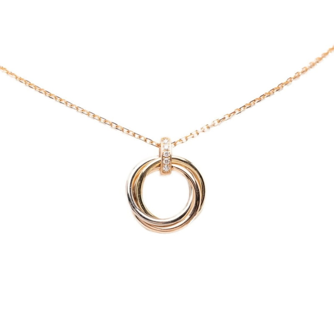 Cartier Trinity 5-Diamond Pendant Necklace, 18K Yellow Gold (KYG), Pink (18KPG), White (18KWG), 750,: --- Catalog ---Category: SizePendant Size: 18.6mm x 18.6mm / 0.73'' x 0.73''Neck Circumference: 42 cm / 16.53''Category: DesignGender: WomenMaterial: Pink gold (18K), White gold (18K), Yellow gold (18